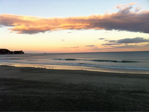 夕方の海と蟹鍋☆